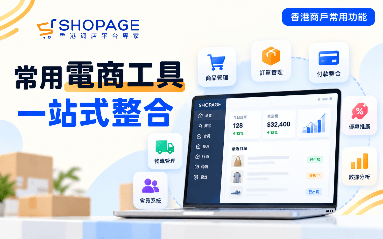 【SHOPAGE電商教室2026】【香港商戶常用功能】常用電商工具一站式整合